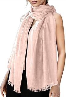 2025 - Bufanda de algodón de lino para mujer de color liso para todo el año, bufanda de rayas de playa, cuidado de cuero para sofá de cuero, Rosa., Talla única