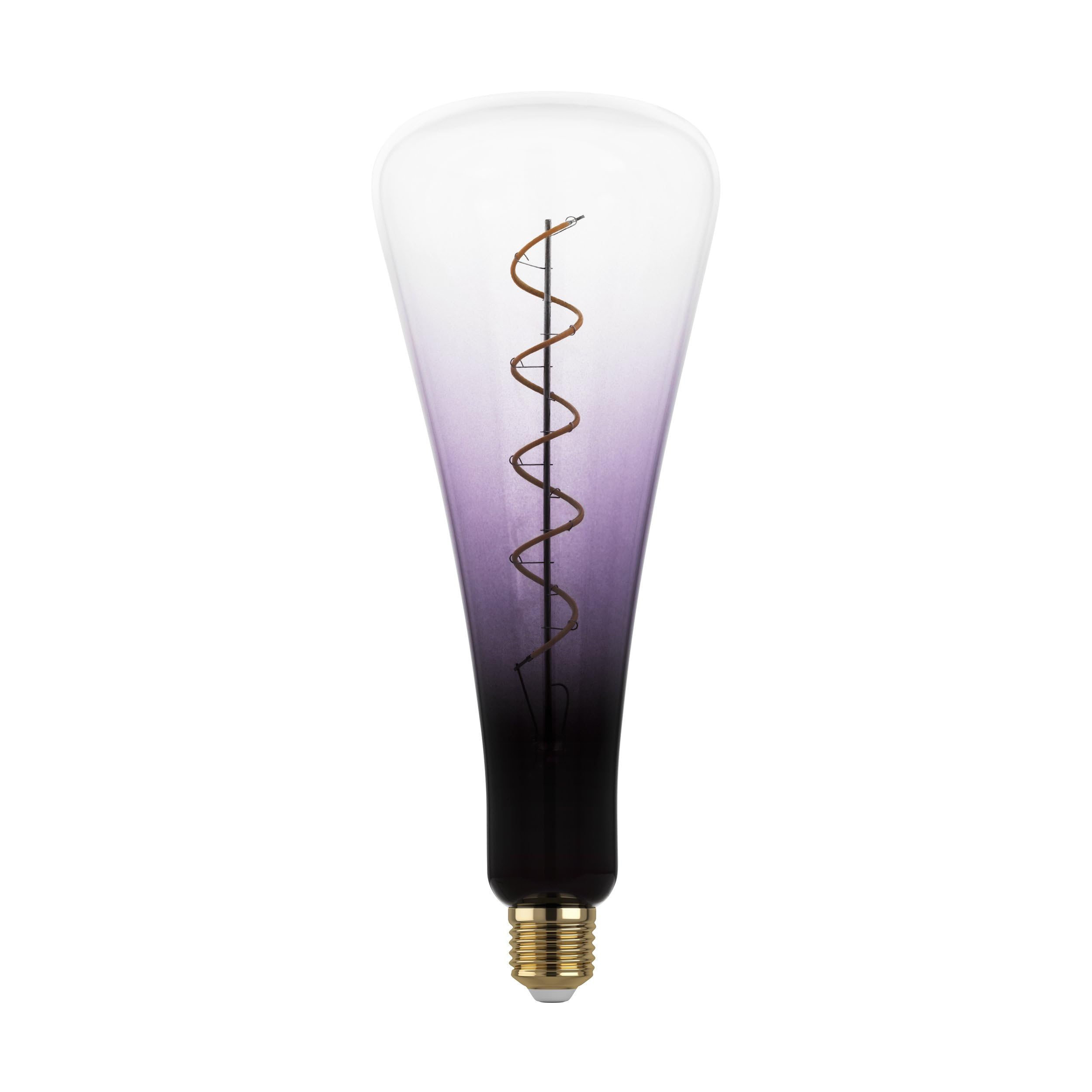 Eglo XXL E27 dimmable lamp, Spiral LED Retro Bulb Large Size, Extra-Large Vintage Decorative Light in Purple and Black, 4 watts, 120 lumens, Warm White, 1800 K, Length 28 cm