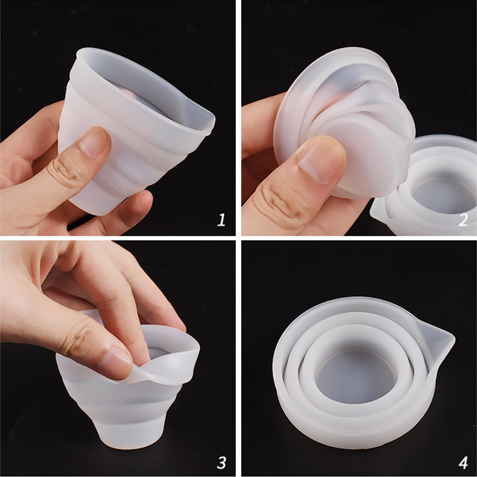 Lot De 4 Gobelets Doseurs 100ml Gradués Transparents - Mini Verres Mesure Précis Pour Bricolage, Cuisine, Résine