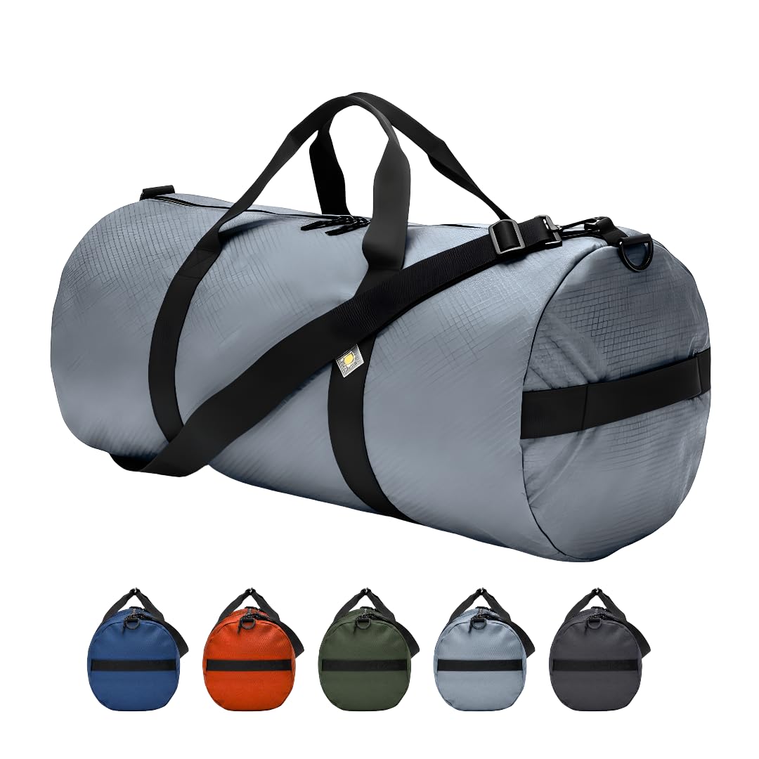 Diamond Ripstop Large Duffle Bags, Ultra Tough & Tear Resistant, Reinforced Stitching, Weatherproof, Packable Foldable Duffle Bag for Traveling (14" X