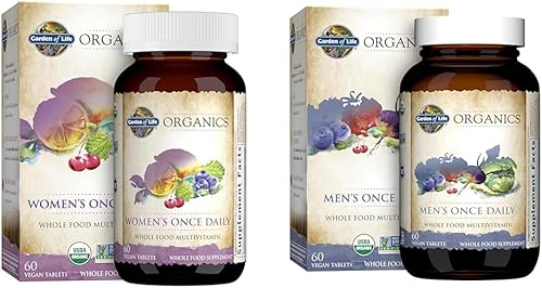 Garden of Life Multivitamínico para mujeres y multivitamínico para hombres - mykind Tabletas orgánicas de suplemento vitamínico de alimentos