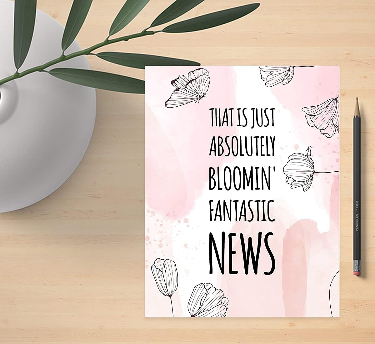 Andaz Press Funny Congratulations Jumbo Card With Envelope, Bloomin' Fantastic News, Punny Engagement Pregnancy Graduation New Home, Job Retirement Greeting Card for Her Women, 8.5 x 11 inch, 1-Pack