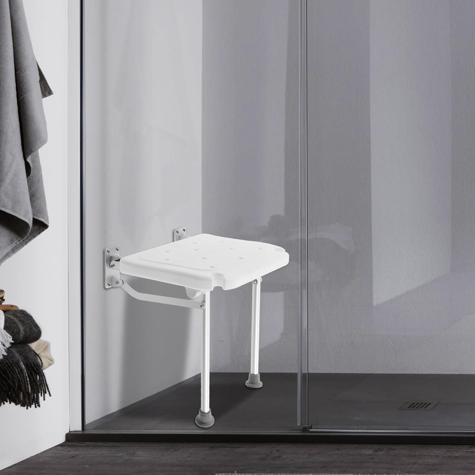 Duschklappsitz Duschsitz, Duschklappsitz Für Wandmontage, Duschsitz klappbar Wandmontage Duschklappsitz, Badestuhl Duschhocker Klappbarer Duschsitz, 100kg max für Ältere Schwangere Frauen Behinderte