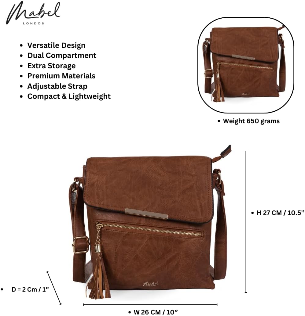 Mabel London - Women’s Cross Body Handbags – Trendy Messenger Long Shoulder Strap Bags in Various Styles - Bonnie