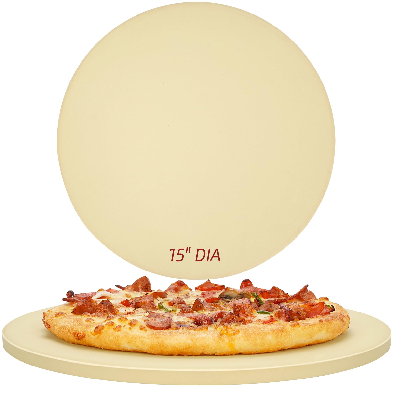 Permade 15 inch Round Cordierite Pizza Stone