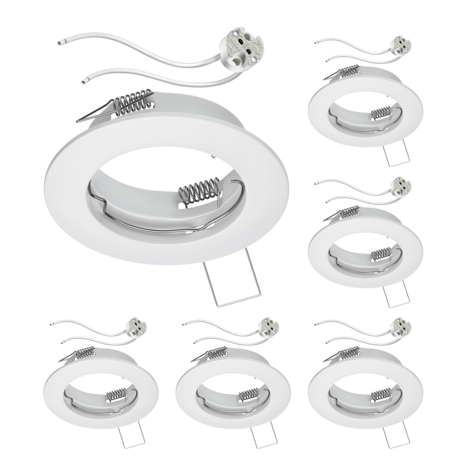 ledscom.de 6X Ceiling recessed Frame Fere recessed Frame White matt (LED/Halogen/MR16/50mm) incl. GU5.3 Socket