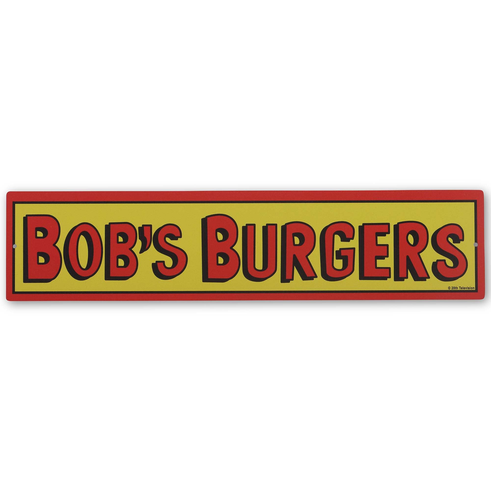 Open Road Brands Letrero de metal con el logotipo de Bob's Burgers, divertida decoración de pared para dormitorio de adolescentes o sala de cine