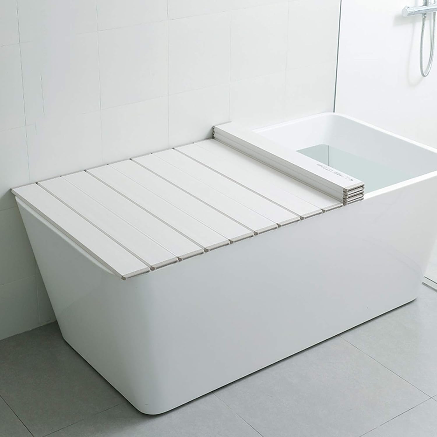 Bathtub Tray Bathtubs Insulation Board Folding Cover Polypropylene Bath Tub Lid for Place Mobile Phones Toiletries 6 Size Optional (Color : White Size : 75cmX120cm) (White 80cmX140cm)