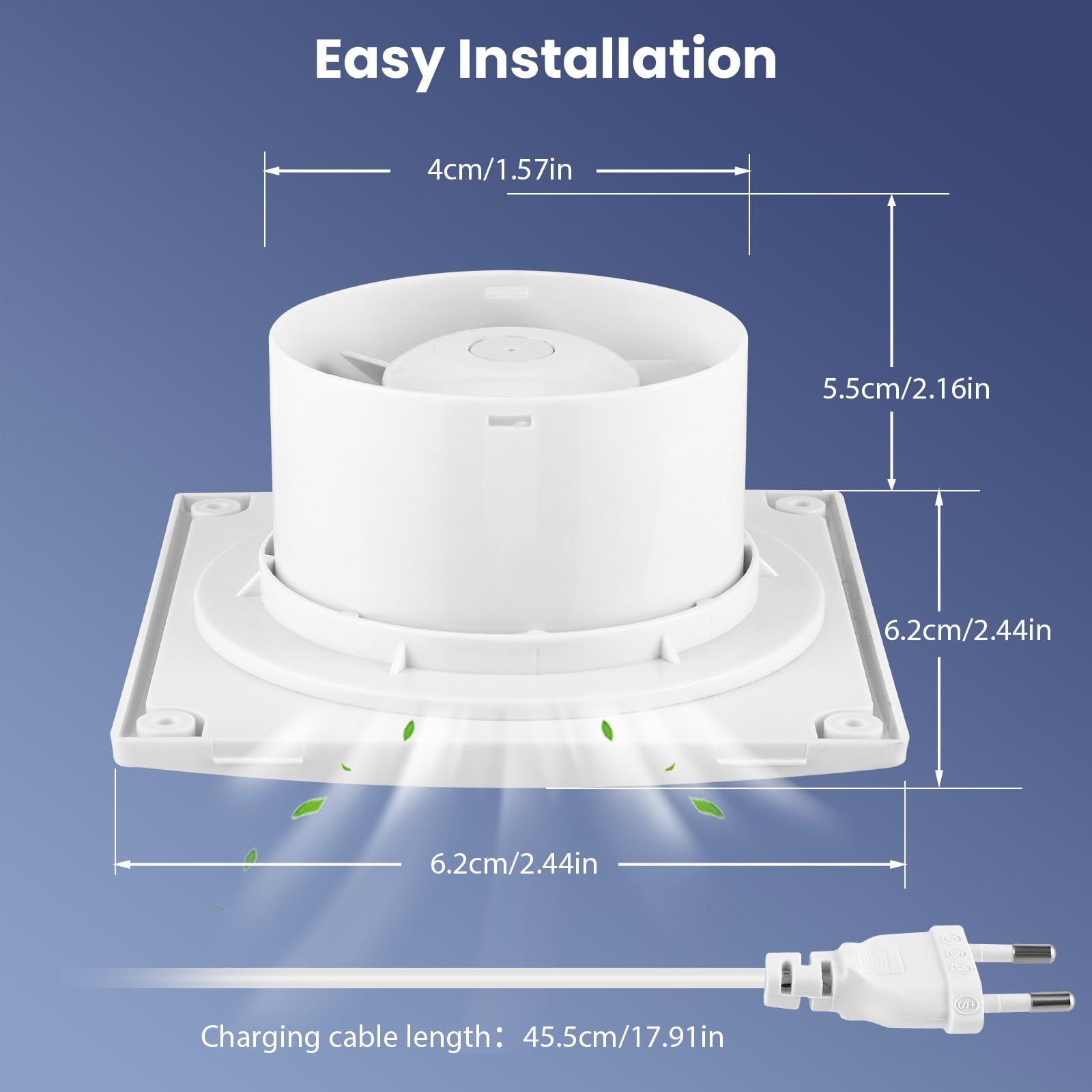 Ventilador extractor de 100 mm VMC para baño, 130 m³/h, ahorro de energía, con mando a distancia, 2 direcciones, 3 velocidades, potente ventilación, para baño, cocina, inodoro