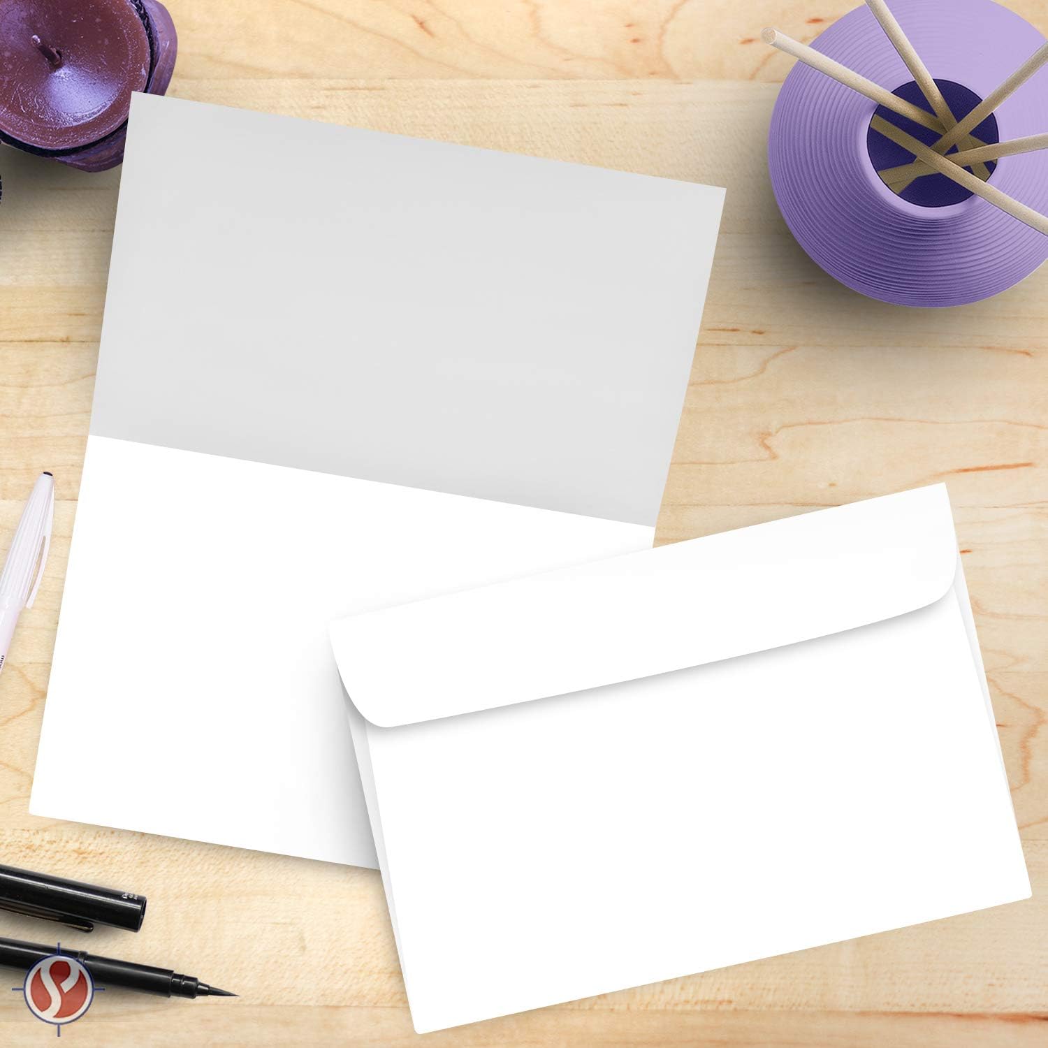 Big Blank Scored Folding Cards Set – 8.5 x 11” White Cardstock and 6 x 9” Envelopes | Perfect for Business Greetings, Invitations, Bridal Shower, Birthday, Weddings | Bulk 50 Cards and 50 Envelopes