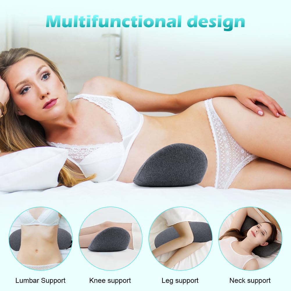 Cojín lumbar ortopédico, cojín lumbar de espuma viscoelástica para aliviar el dolor de la zona lumbar para cama, sofá, coche, silla de oficina