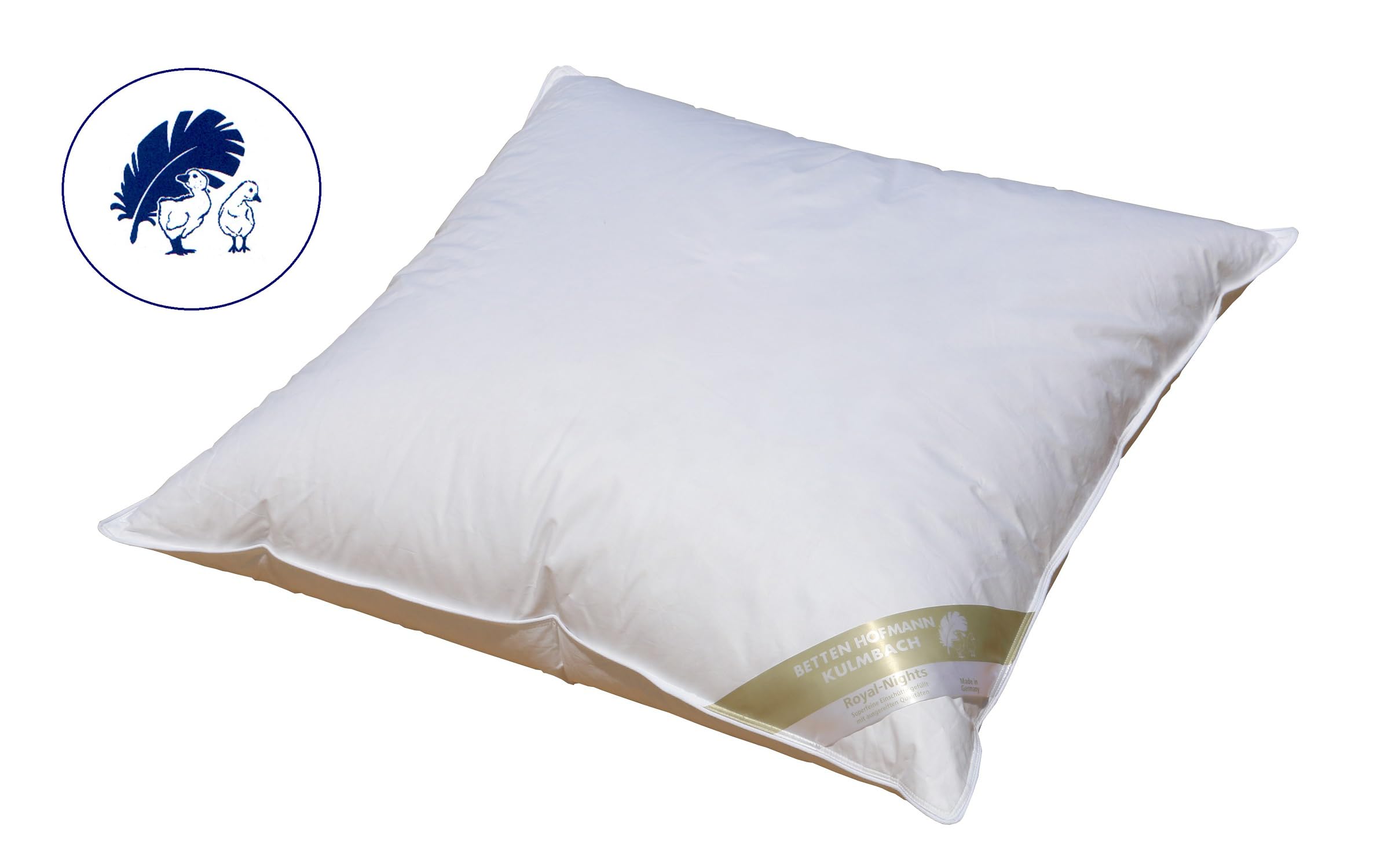 Betten Hofmann Canada Feder Daunen Kissen Kopfkissen Federkissen, 80x80 cm, 950 g Füllung, 15% Daunenanteil, mittelfest, Naturprodukt, waschbar