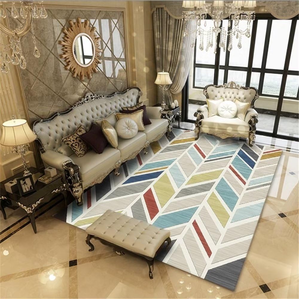 Tapis garçon bleu 200x300cm résistant aux taches pour chambre d'enfant