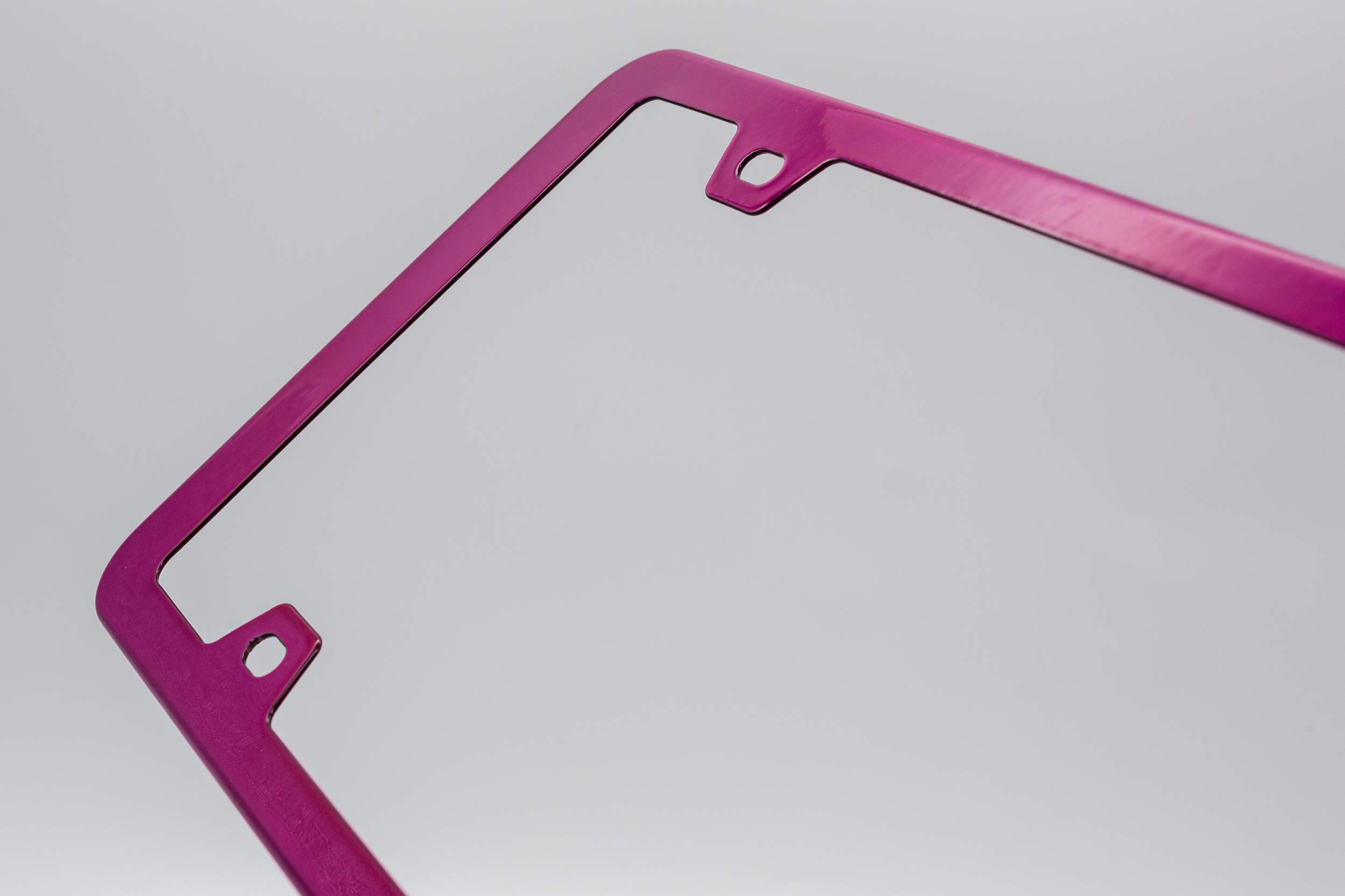 Marcos de matrícula de acero inoxidable con rosa bebé, cubierta de placa con seguridad resistente a la corrosión, 4 agujeros con tornillos 3
