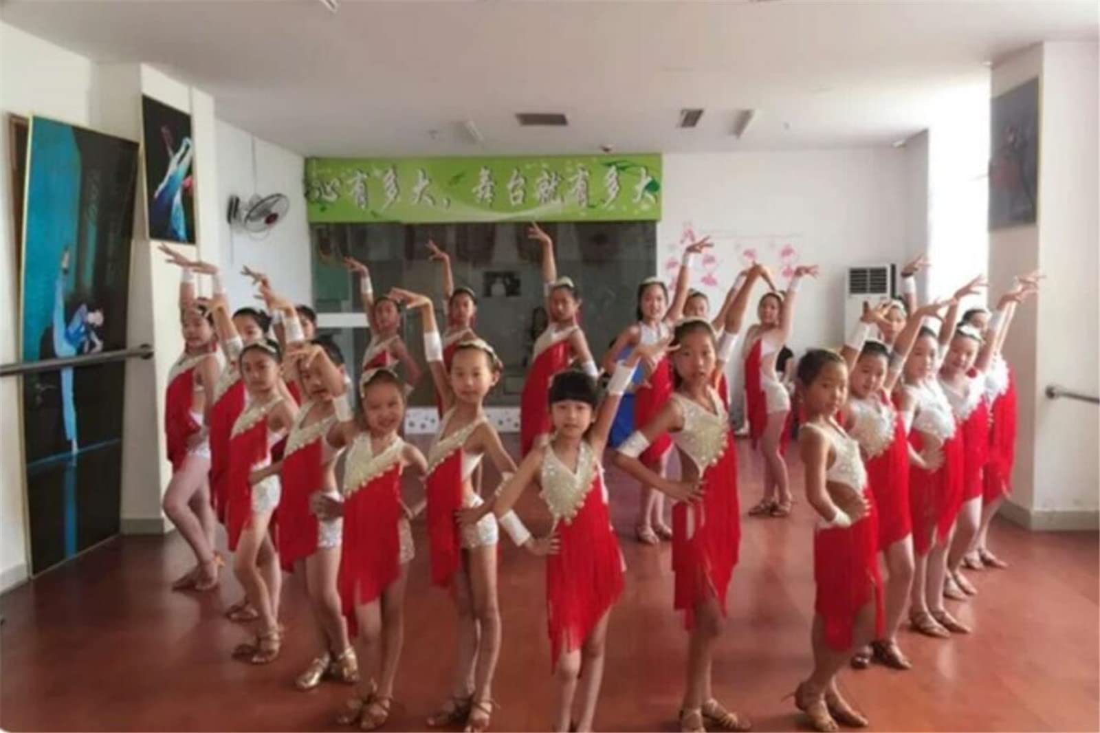 Dziewczyna taniec latynoamerykański sukienka cekiny pomponem samba konkurs sala balowa tango salsa odzież do tańca praktyka odzież konkursowa,Blue,160