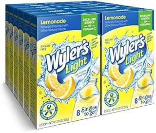 Wyler's Light Singles To Go Powder Packets, Water Drink Mix, Lemonade, 12 Boxes, 8 Servings per Box, 96 Total Servings