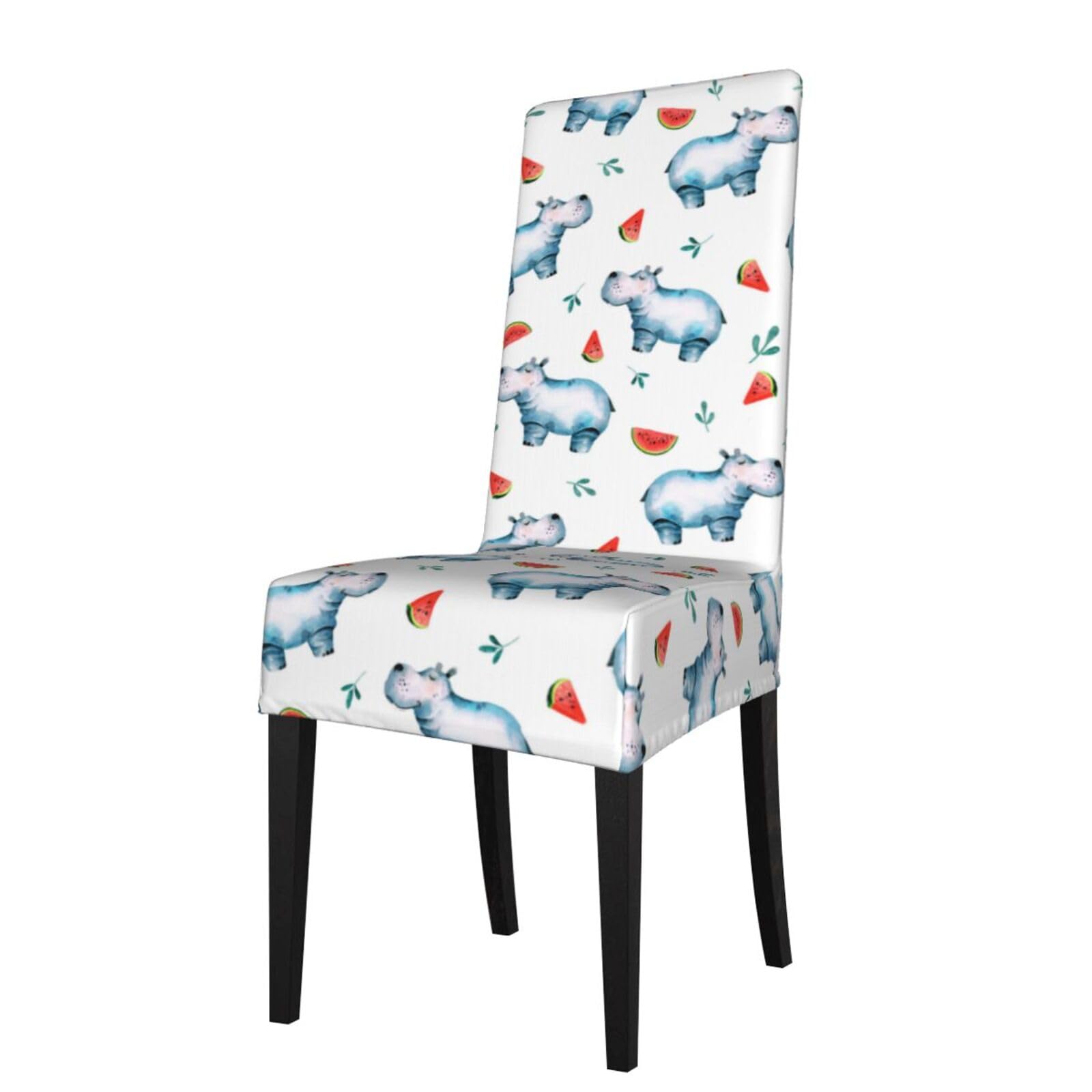 Lkymoh As Picture Watercolor Cute Hippo Watermelon, Chair Covers Stretch Chair Slipcovers For Dining Room, For Party Pet Protection Universal Fit Soft Polyester