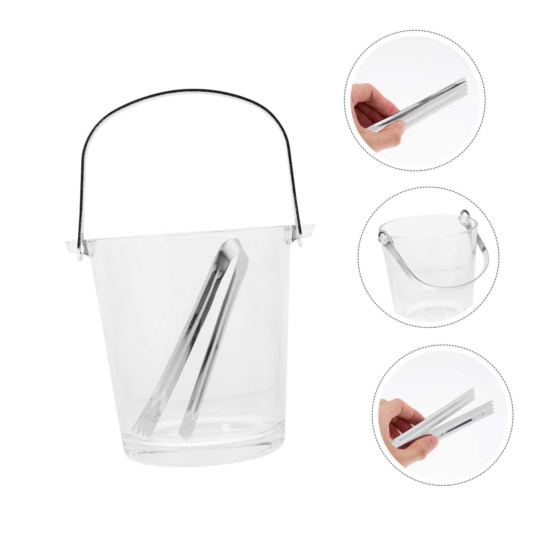 Secchiello per Ghiaccio 900ml in Vetro e Acciaio Inox con Manico