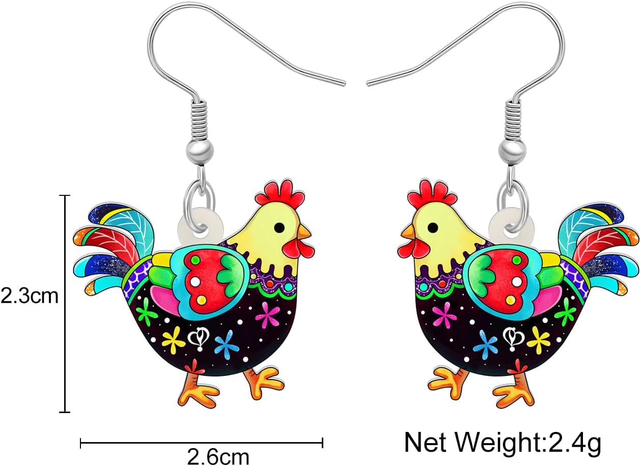 Acrylic Drop Hen Chicken Earrings Funny Farm Design Lovely Gift For Women By The Bonsny - Image 6
