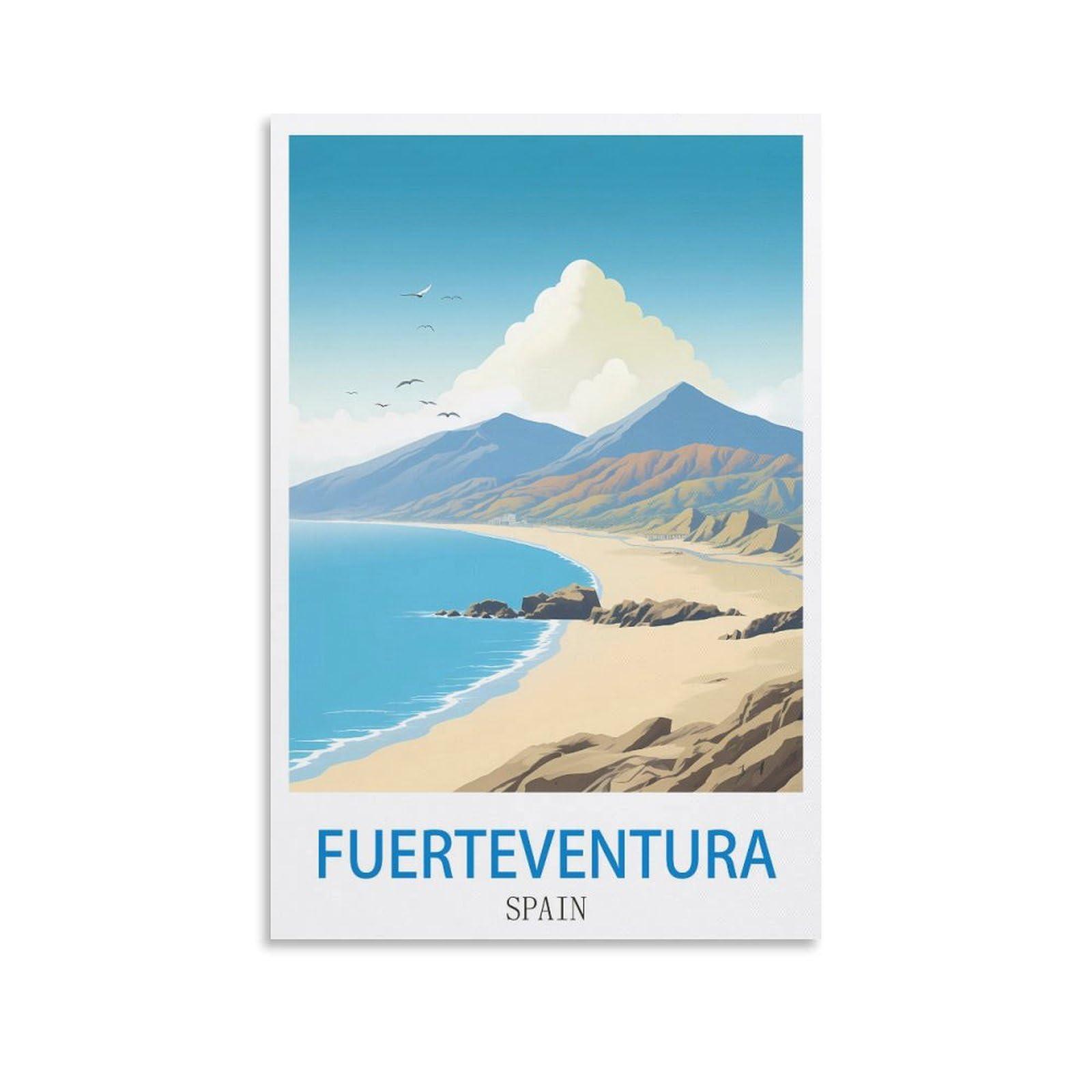 Zhilijing Unframe-Style Fuerteventura Spain Vintage Travel Poster Surf 08X12inch(20X30cm) Decorative Painting Canvas Wall Posters And Art Picture Print Modern Family Bedroom Decor Posters