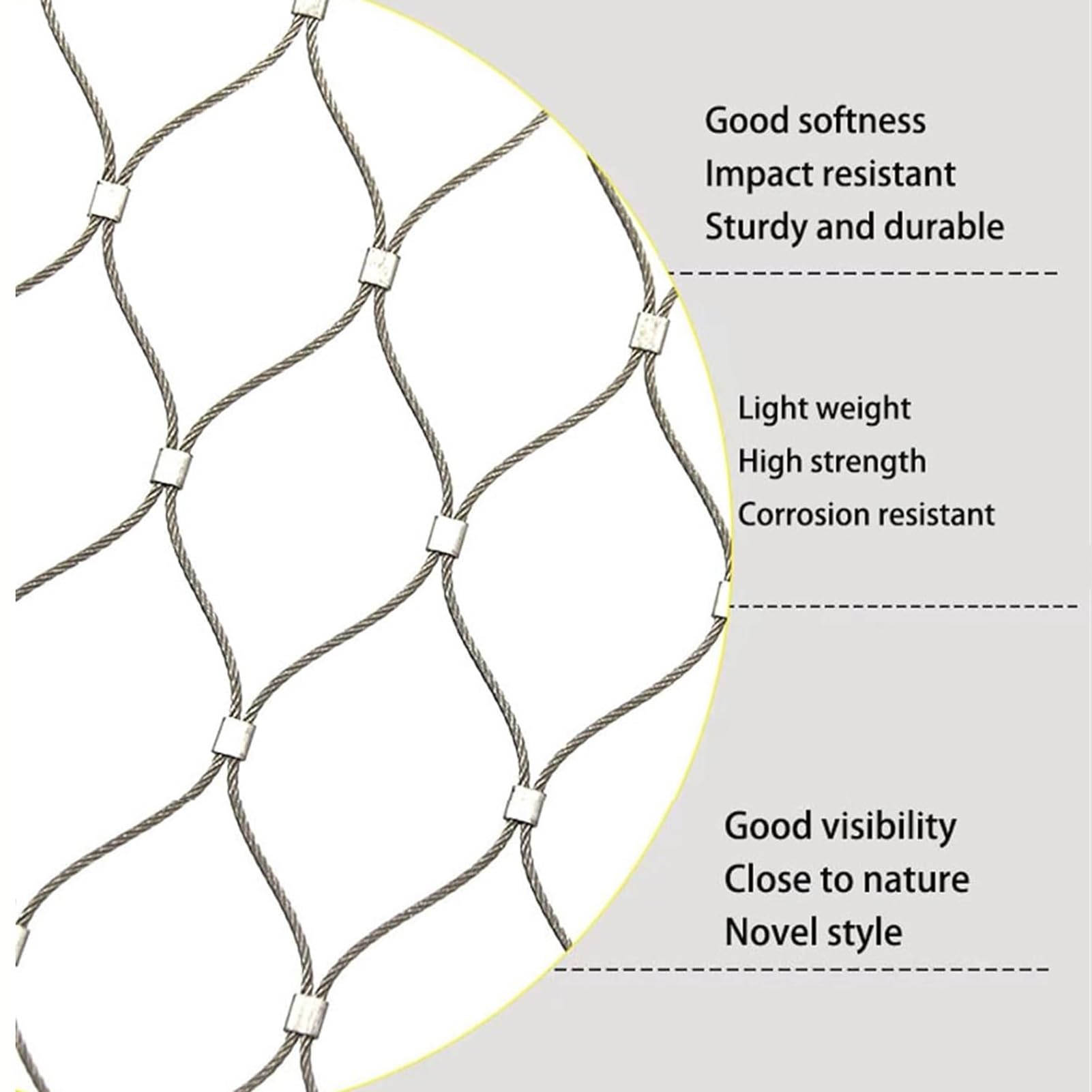 Malla de Cuerda de Acero Inoxidable Flexible, Malla Metalica for Jardin 304 Red de Seguridad Multiuso para Terrazas, Gallinero(10cm,1x3m/3.28x9.84ft)