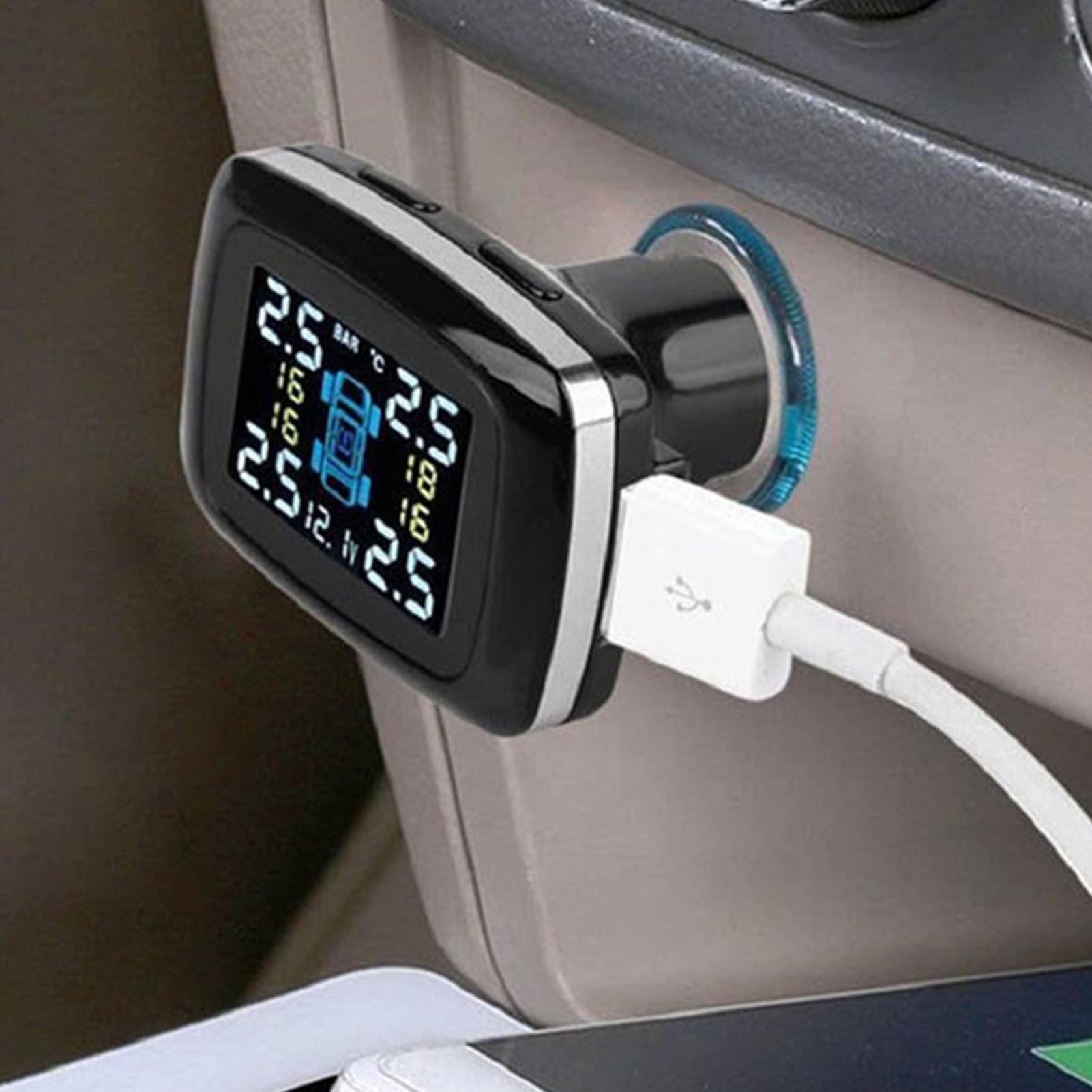 Ejoyous TPMS Reifendruckkontrollsystem, 433 MHz Reifendrucksensoren Auto Reifendruck Kontrollsystem mit 4 Externen Sensoren, Reifendruck Autoalarmsyste Echtzeit Druck und Temperatur