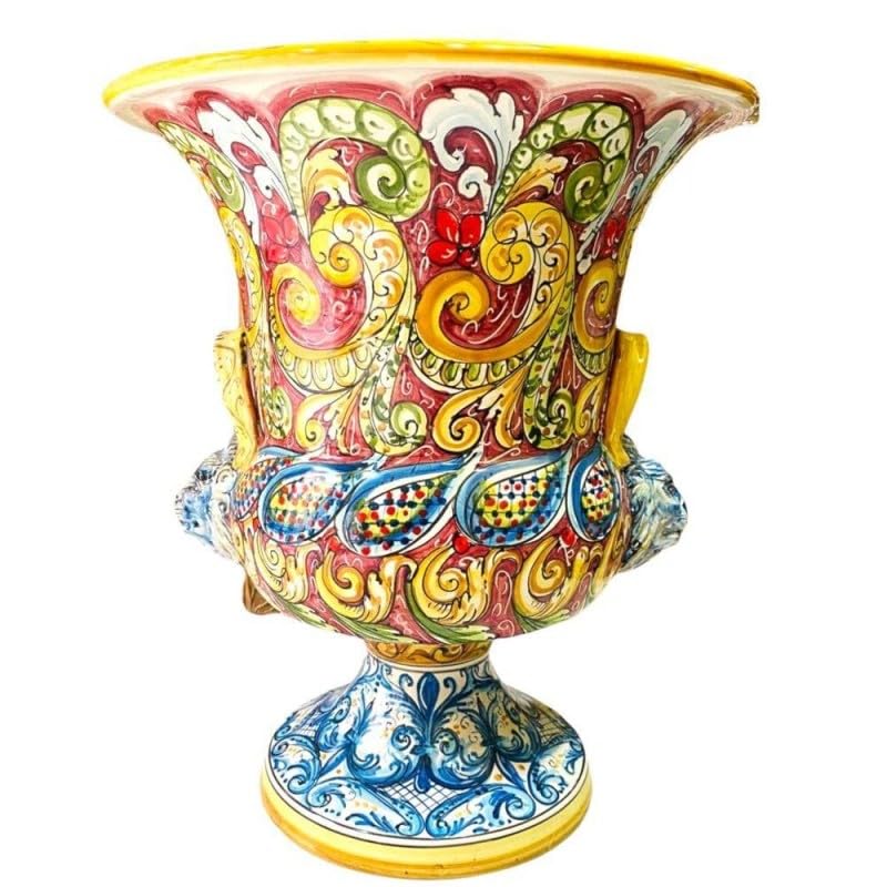 Vase de Caltagirone SICILIA BEDDA CAPACI baroque bordeaux pour salon élégant