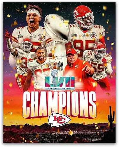 Póster de Campeones del Super Bowl 2023, lienzo de Kansas City Sports Chiefs para pared, decoración moderna del hogar, colección de fanáticos del