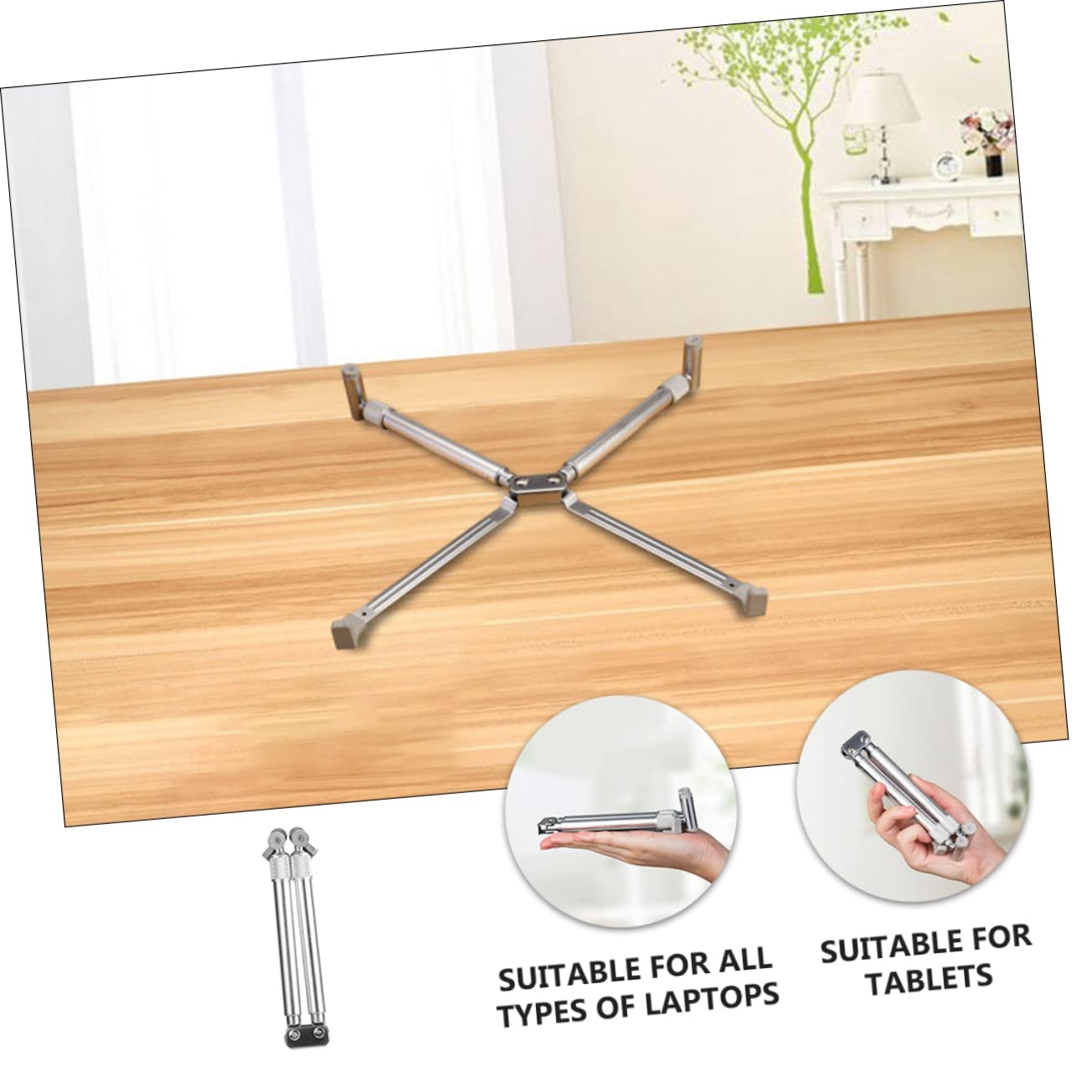 Supporto per Laptop Stabile Argento Struttura Triangolare Portatile senza Vibrazioni Regolabile in Lega di Alluminio e Fondo Traforato per Raffreddamento Durante la Digitazione