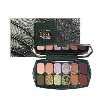 r.e.m. beauty by Ariana Grande Wicked: For Good | Ozian Forest Eyeshadow Palette | Highly Pigmented, Blendable Eye Shadows | Mix of Matte, Duo-Chrome, Shimmer and Glitter Formulas | 12 Shades