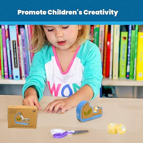 Miniatura 6 de Blue Lake ECOLIFE Dispensador de cinta sin plástico con 4 rollos de cinta transparente de 34 pulgadas x 630 pulgadas, escritorio dispensador de