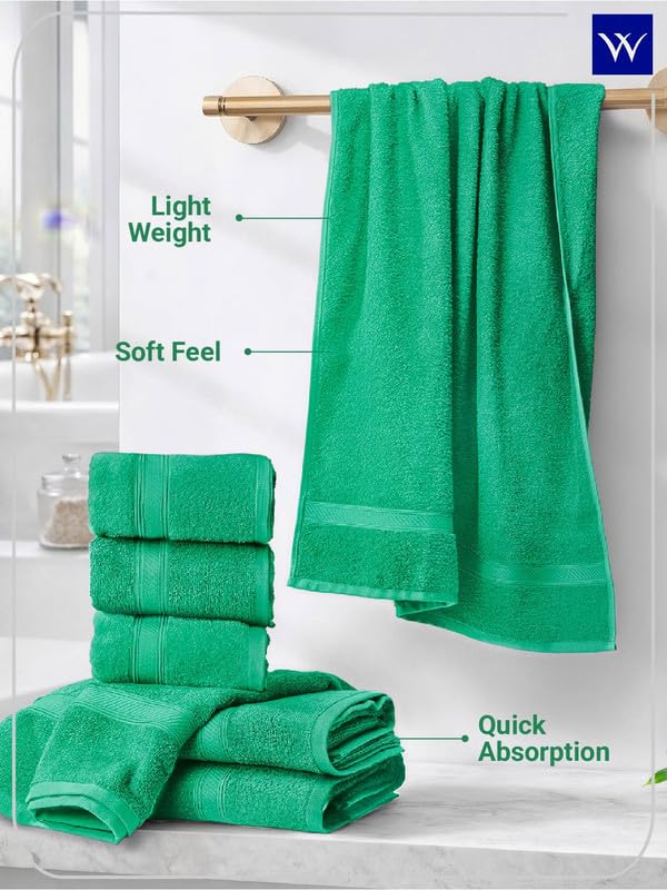 Image of Welspun Alpha 100% Cotton 420 GSM Dobby Weave Solid Premium Large Bath Towel | Super Absorbent, Quick Dry & Ultra Soft - 84 x 180 Cm - Aqua Green