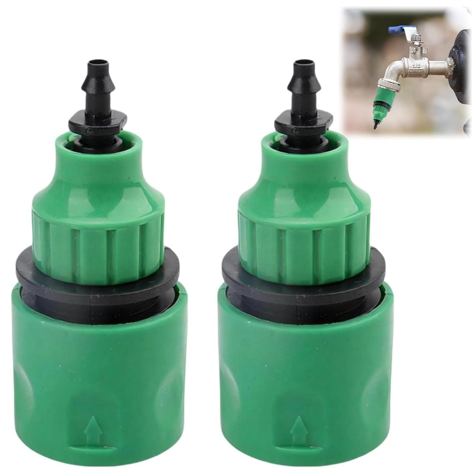 2PCS Garden Water Hose Quick Connector Set,Tap to Drip System Hose Fitting,Irrigation Adapter Kit,Garden H-ose Pipe Adapter,for 8/11mm & 4/7mm Pipes,for Drip Irrigation System & Outdoor Faucet