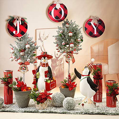 image for Jucoan Christmas Joy Sign, Buffalo Check Plain Wreath for Front Door R
