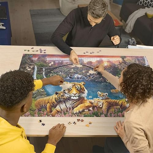 Miniatura 3 de Ravensburger - Tigres en el paraíso - Rompecabezas de 3000 piezas - Fantástica y bellamente vívida representación de tigres al atardecer -