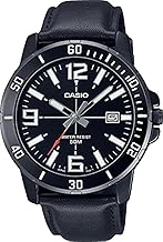 Casio MTP-VD01BL-1BV Mens Enticer Black IP Leather Band Black Dial Casual Analog Sporty Watch