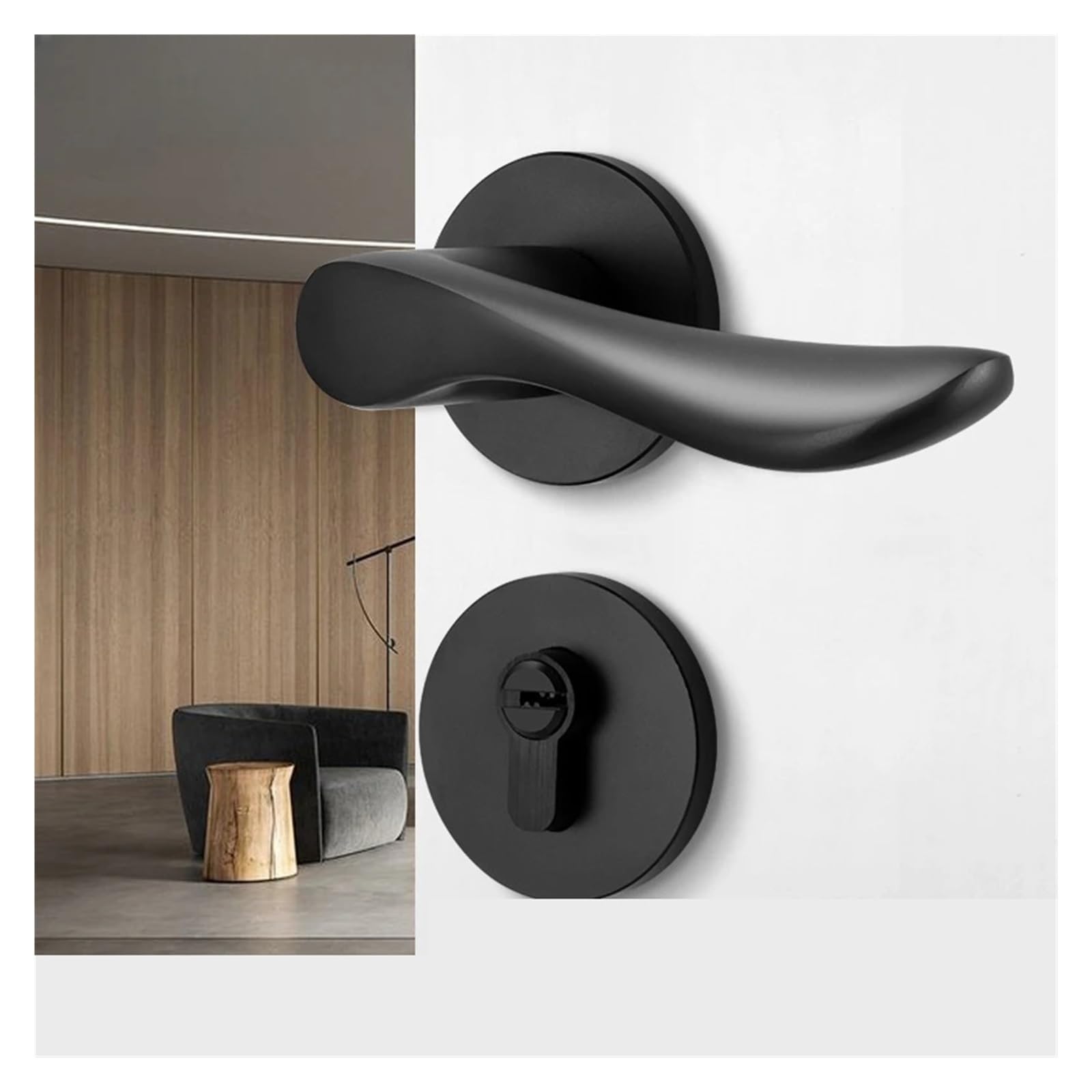 Serrure de porte intérieure en aluminium pour chambre à coucher zen