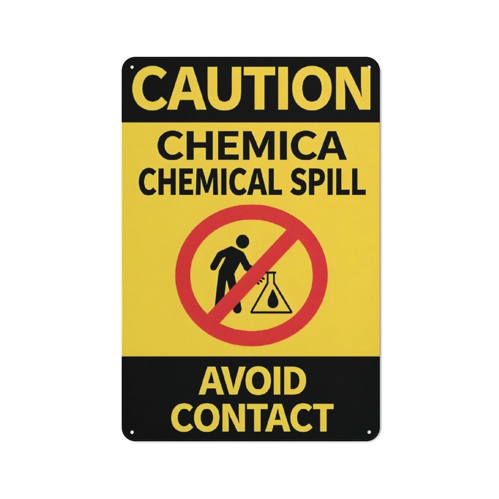 peiyeety Caution Chemical Spill Avoid Contact Metal Tin Sign Hazard Safety Decor for Laboratories, Industrial Workshops, and Chemical Storage Zones High-Visibility Aluminum Warning Plaque, 6x8 Inch