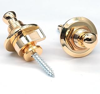 2 PCS Guitar Strap Lock Buttons Guitar Strap Locks Set Security Quick Release Strap lock Retainer System for Electric,Bass,Acoustic Guitar (Gold)