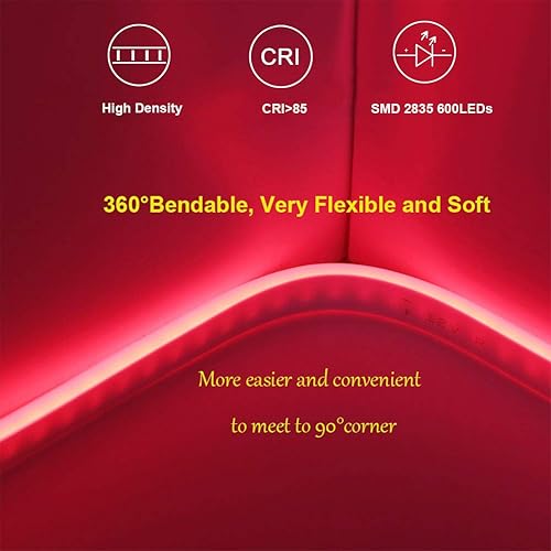 Miniatura 4 de Tira de luces LED de neón, cuerda de luz de neón LED, tira de luz flexible para exteriores, 13000LM DC 12V 16.4 pies 2835 600 luces LED de barra de