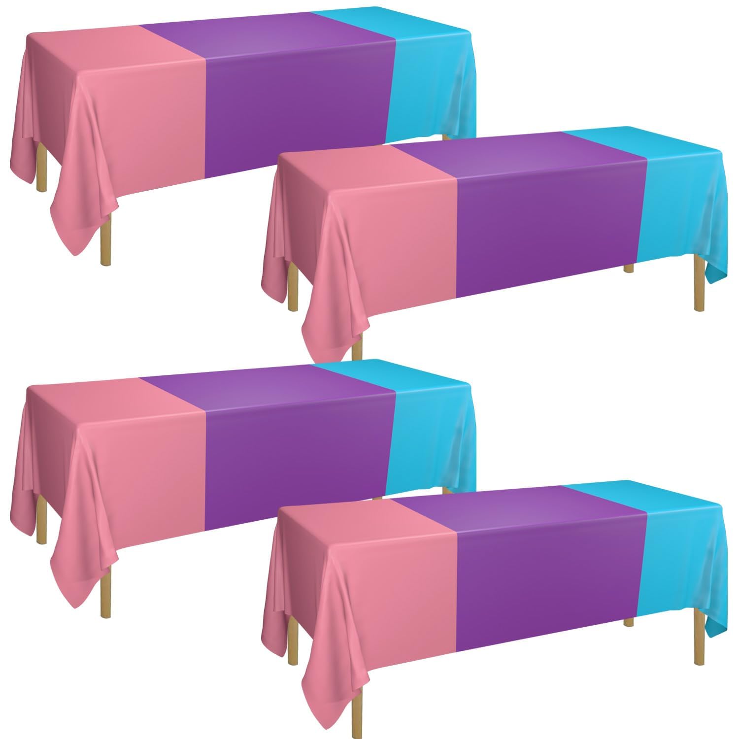 APUXXJUPA 4 PCS Blue Purple Pink Tablecloths, Mermaid Tablecloth Anime Cartoon Theme Decorations for Mermaid Birthday Party Decorations Baby Shower Wedding, 130 x 220 cm