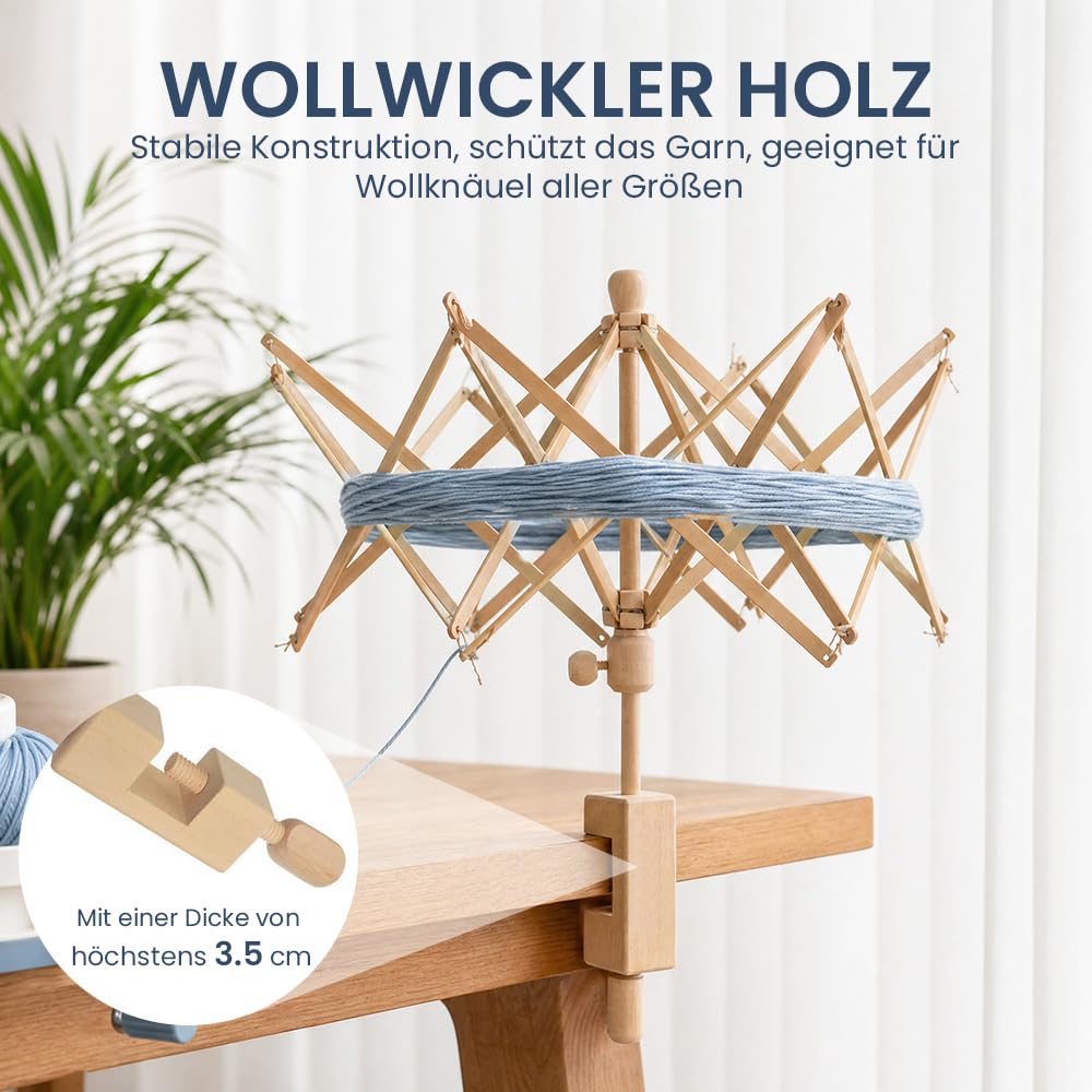 Wollwickler Holz, Wollaufwickler, Wollhaspel, Aufziehen und Kleckereien Zubehör, Yarn Winder, Garnwickler für Wolle