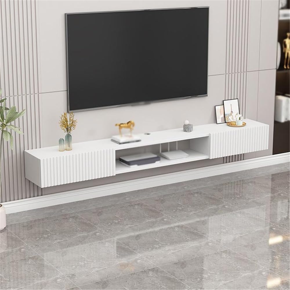 Soporte TV Pared Consola Multimedia de TV con Centro Entretenimiento Pared, estantes flotantes Puerta, Mueble Flotante Mueble de TV con estantes