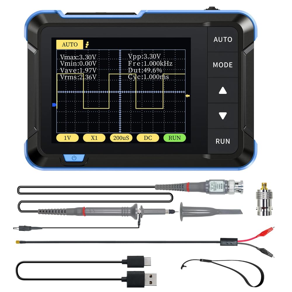 DollaTek DSO152 Mini-Hand-Digitaloszilloskop Oszilloskop 2,5 MSa/s 200 KHz Analogbandbreite 800 VPP Unterstützt Firmware-Upgrade PWM-Ausgang