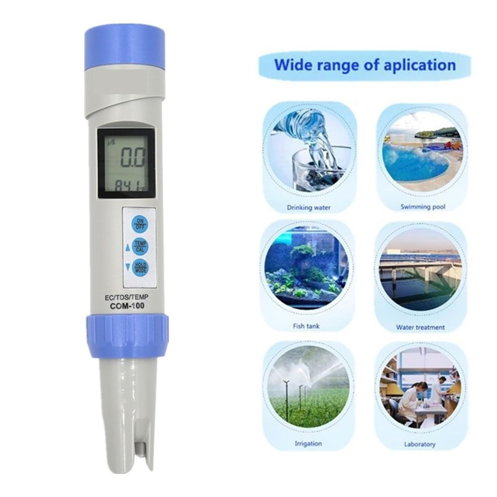 Probador de Agua, Analizador de CE Profesional, medidor de TDS, comprobador de Temperatura con calibración automática y retención de Datos, Herramientas de medición for Piscinas.