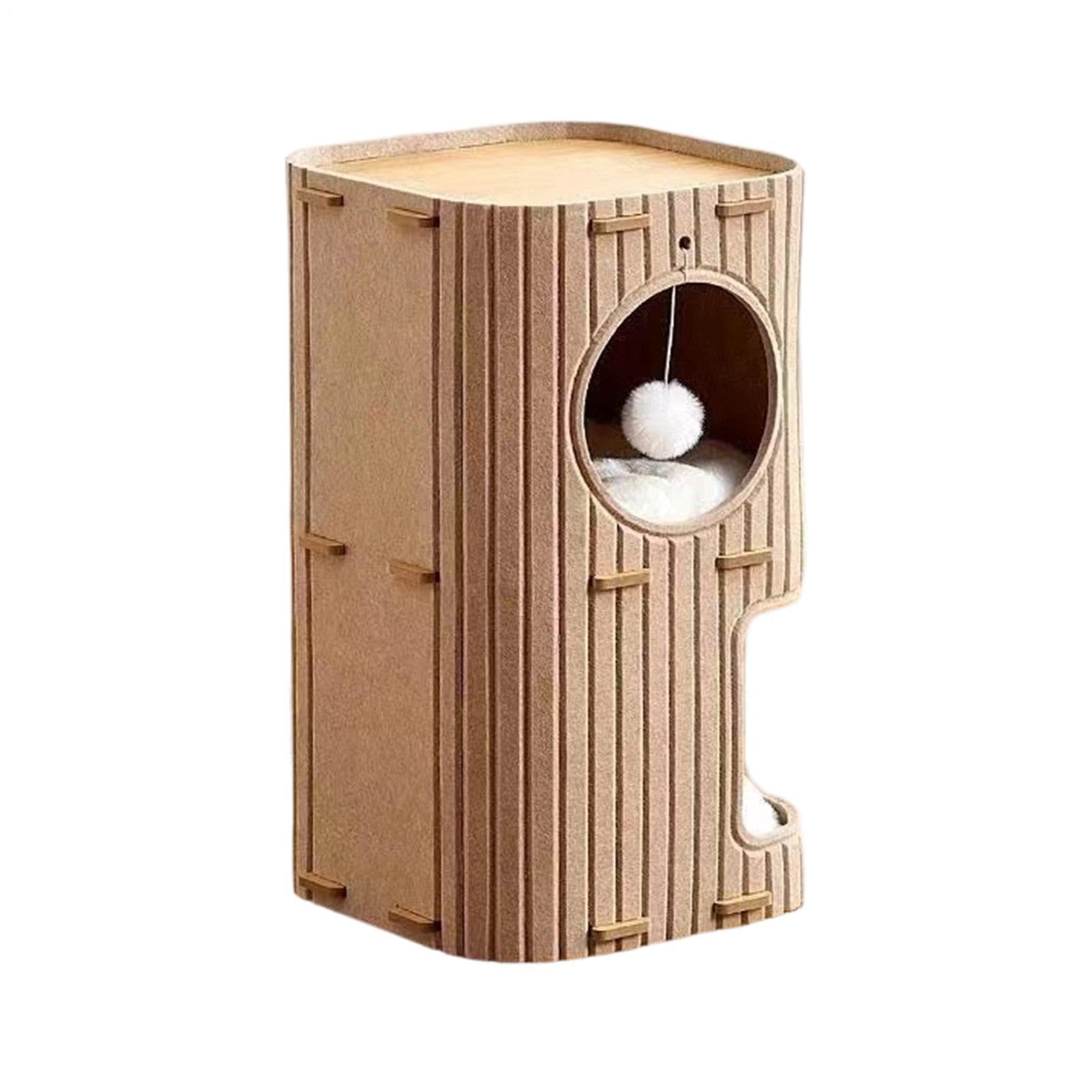 Casa para Gatos Interior | Refugio Plegable Doble Capa Antiarrañazos - Escondite para Gatos con Suave Pelota De Peluche | Mascota Gatito Uso Interior En El Hogar Y En Viaje