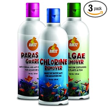 BOLTZ All 3 in 1 Fish Medicine Pack of 100 Ml Each (Chlorine Remover, Parasite Guard, Algae Remover)