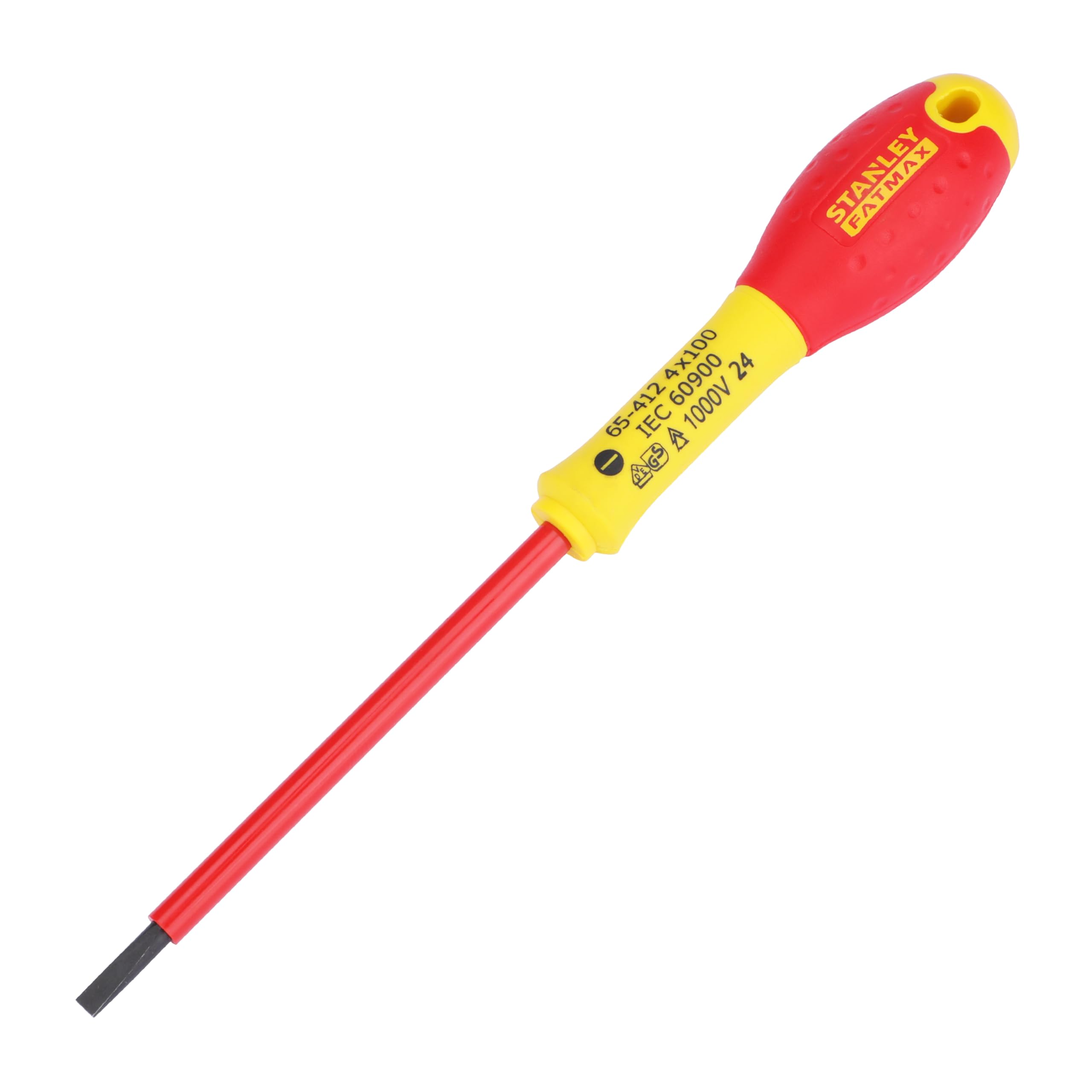 Stanley 0-65-412 Fat Max Screwdriver Insulated Slotted 4X100Mm-Red And Yellow
