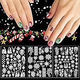 3 Hojas Pegatinas Uñas Navidad, FUKPO Pegatinas Uñas Autoadhesivas Navidad Nail Art Stickers para Uñas Navidad, Decoracion Uñas Navidad Calcomanías