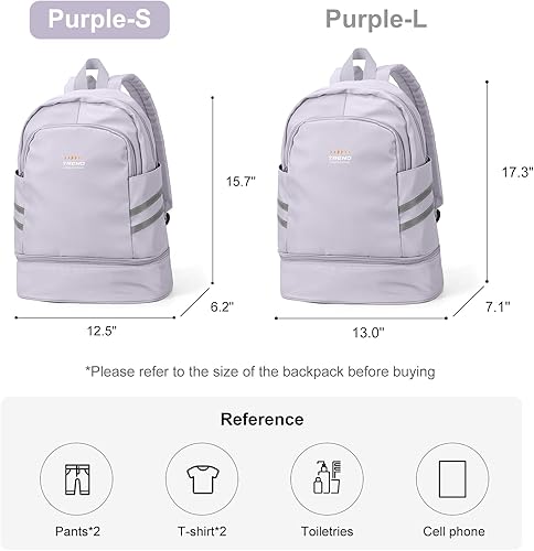 Miniatura 2 de coofay Bolsa de gimnasio para mujer - Mochila deportiva de viaje impermeable con compartimento para zapatos, A-Violeta, Pequeño, Mochilas de viaje